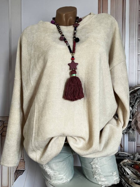 Cord Tunika beige Made in Italy 40-46 NEU Pullover