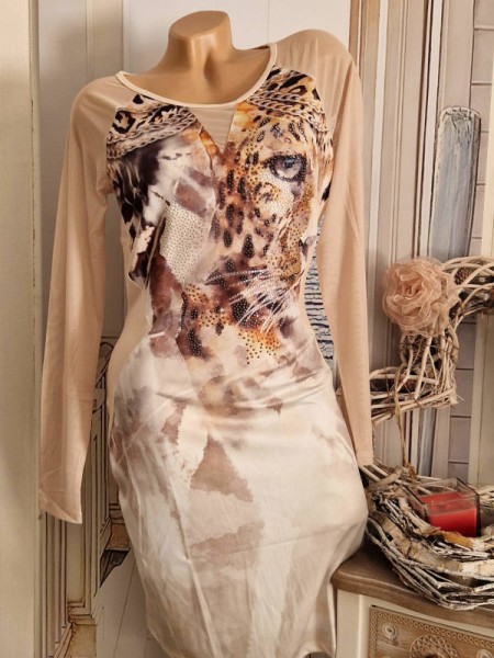 MISSY Kleid M 38 neue Kollektion Tiger Gliederkettchen Animal Print Nieten tailliert