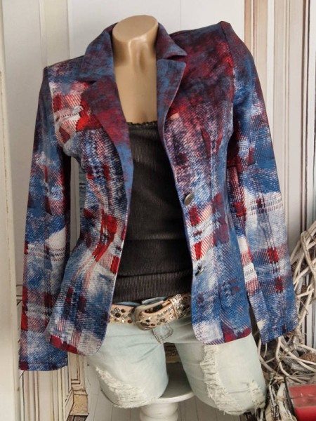 Blazer 2XL 46 MISSY Kurzblazer neue Kollektion used blau bordeaux Kettchen Print Nieten Neu