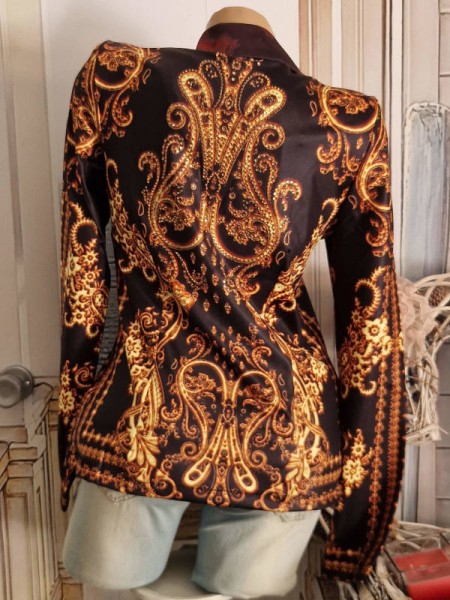 Blazer MISSY M 38 Kurzblazer Jackett schwarz Goldton Ornamente Glitzernieten Neu