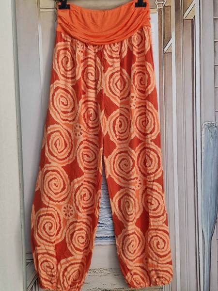 Ballonhose Pluderhose orange gemustert Italy Pumphose 36-42