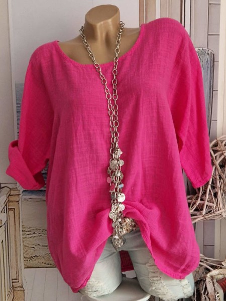 Bluse Tunika Musselin Baumwolle pink Made in Italy Neu 38-42