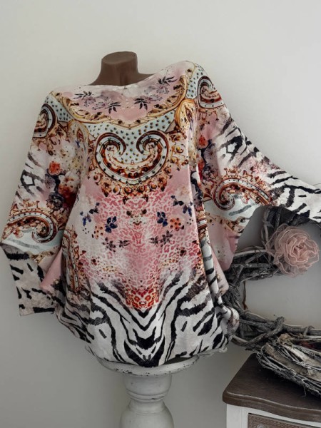 MISSY Feinstrick Fledermauspulli Pullover rosé Animal Ornamente Frühlingsfarben Glitzernieten Onesiz