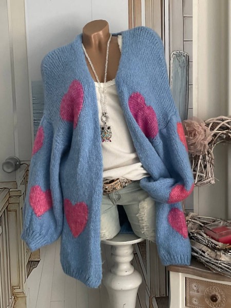 Cardigan Strickjacke NEU Oversized Made in Italy 40-44 blau