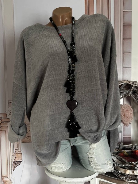 Cord Tunika grau Made in Italy 40-46 NEU Pullover