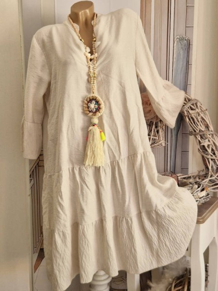 Tunika Hängerchen 40-44 Dress Kleid Tunikakleid Made in Italy beige