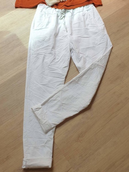 Joggpants weiss Hose Made in Italy stretchig Chino Baggy Onesize 36-40