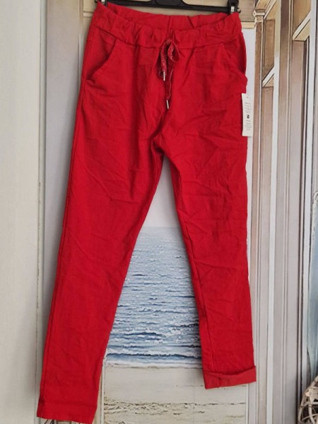 Joggpants rot Hose Made in Italy stretchig Chino Baggy Onesize 36-40