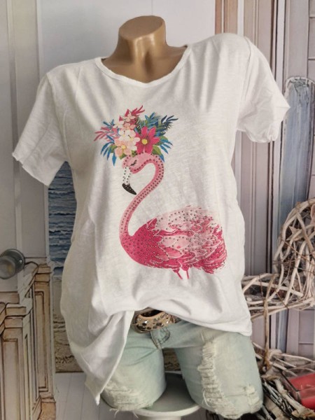 T-Shirt NEU Shirt 36 38 40 42 Flamino Blumen Neu Glitzer