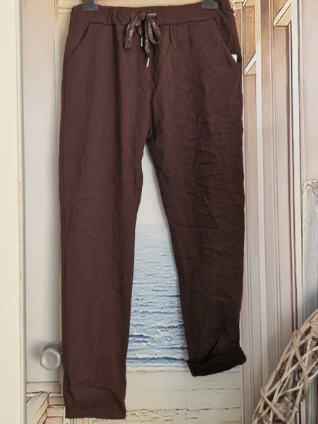 Joggpants braun Hose Made in Italy stretchig Chino Baggy Onesize 36-40