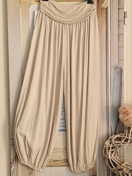 Ballonhose Pluderhose uni beige Italy Pumphose 36 38 40 42