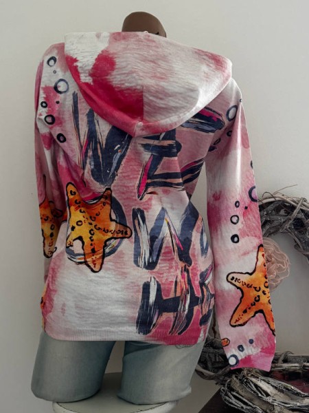 Kapuzenpulli Pullover M/L 38 40 MISSY Cartoon Comic Print bunt Frühlingskollektion Neu Glitzer